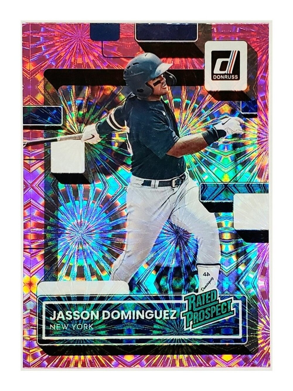 JASSON DOMINGUEZ ROOKIE PINK FIREWORKS 2022 DONRUSS RATED PROSPECT #RP-2 YANKEES